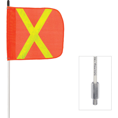 Safety Whip&reg; Non-Powered Heavy-Duty Fibreglass Whip, Threaded Mount, 6' High, Orange with Reflective Mukwa Safety Services