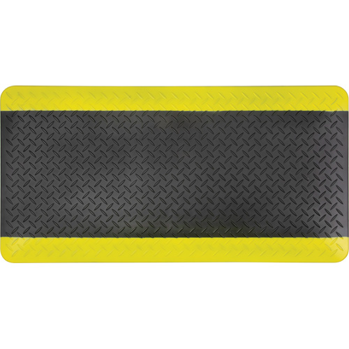 Tapis antifatigue, Losange, 1-2/3' x 3-1/4' x 3/4", Noir/Jaune, Polyur&eacute;thane Mukwa Safety Services