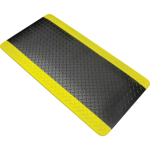 Tapis antifatigue, Losange, 1-2/3' x 3-1/4' x 3/4", Noir/Jaune, Polyur&eacute;thane Mukwa Safety Services