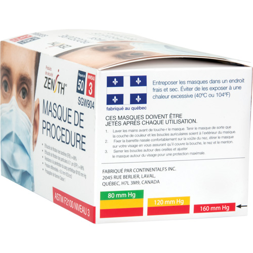 Disposable Procedure Face Masks, ASTM F2100 Level 3, Class 1 Mukwa Safety Services