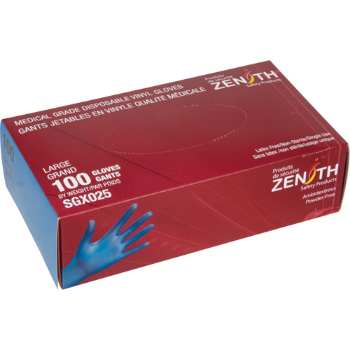 Medical-Grade Disposable Gloves, X-Large, Vinyl, 4.5-mil, Powder-Free, Blue, Class 2 Mukwa Safety Services