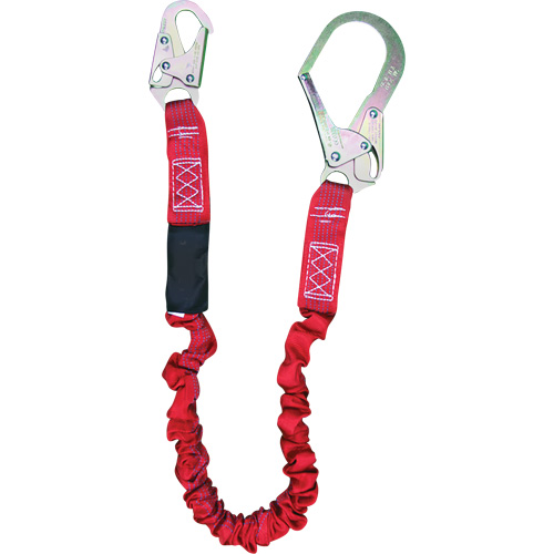 ShockSorb Internal Shock Lanyard, 6', Rebar Hook Center, Snap Hook Leg Ends, Polyester Mukwa Safety Services