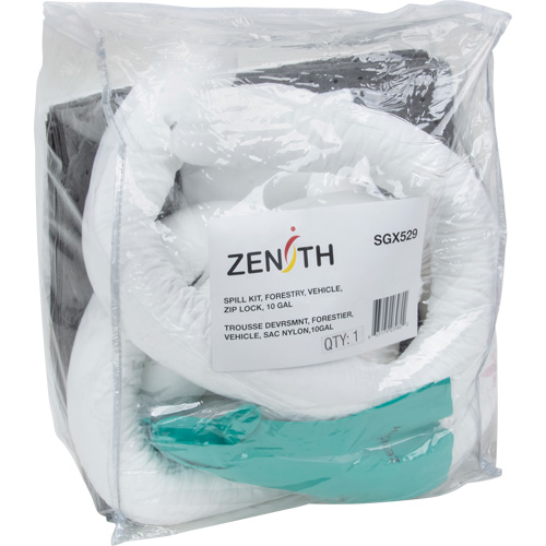 Trousse d'&eacute;quipement de lutte contre les d&eacute;versements, Huile seulement/Universel, Sac, Absorbance de 10 gal. US Mukwa Safety Services