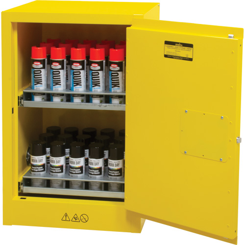 Flammable Aerosol Storage Cabinet, 12 gal., 1 Door, 23" W x 35" H x 18" D Mukwa Safety Services