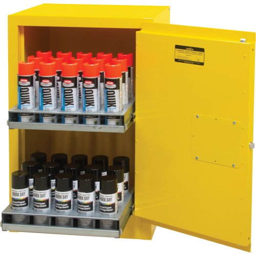 Flammable Aerosol Storage Cabinet, 12 gal., 1 Door, 23" W x 35" H x 18" D Mukwa Safety Services