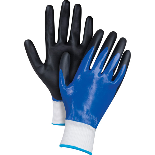 Gants enduits noir & bleu, 2T-Grand, R&ecirc;vetement Mousse de nitrile, Calibre 15, Enveloppe en Nylon Mukwa Safety Services