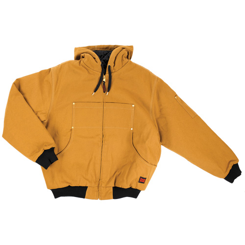 Blouson d'aviateur en toile lourde avec capuchon, Hommes, Petit, Brun Mukwa Safety Services