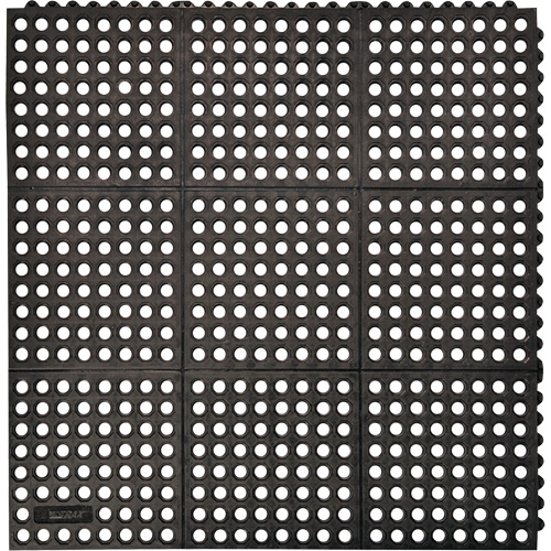 Tapis antifatigue &agrave; imbrication Cushion-Ease 550, &agrave; fentes, 3' x 3' x 3/4", Noir, Caoutchouc Mukwa Safety Services
