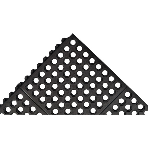 Tapis antifatigue &agrave; imbrication Cushion-Ease 550, &agrave; fentes, 3' x 3' x 3/4", Noir, Caoutchouc Mukwa Safety Services