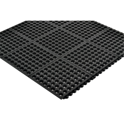 Tapis antifatigue &agrave; imbrication Cushion-Ease 550, &agrave; fentes, 3' x 3' x 3/4", Noir, Caoutchouc Mukwa Safety Services