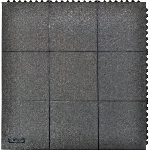 Tapis antifatigue &agrave; imbrication Cushion-Ease, Rugueux, 3' x 3' x 3/4", Noir, Caoutchouc naturel Mukwa Safety Services