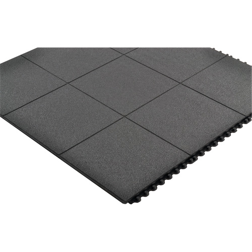 Tapis antifatigue &agrave; imbrication Cushion-Ease, Rugueux, 3' x 3' x 3/4", Noir, Caoutchouc naturel Mukwa Safety Services