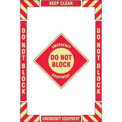 "Emergency Equipment" Floor Marking Kit, Adhesive, English with Pictogram Mukwa Safety Services