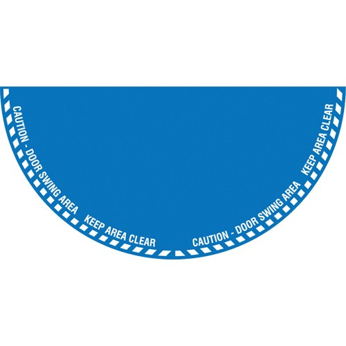 "Caution" Half Circle Swing Door Floor Sign, Adhesive, English with Pictogram Mukwa Safety Services
