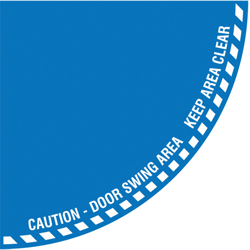 Signalisation au sol ?Caution? (attention) pour porte battante en quart de cercle, Adh&eacute;sif, Anglais avec pictogramme Mukwa Safety Services