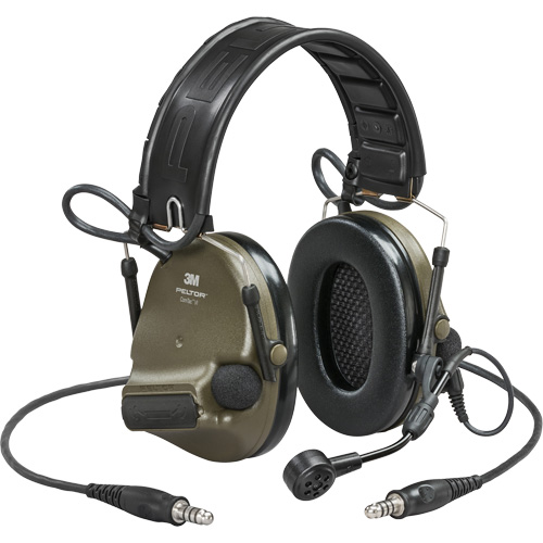 Casque VI NIB avec deux fils de sortie et rail arc Peltor ComTac, Style Bandeau, 23 dB Mukwa Safety Services