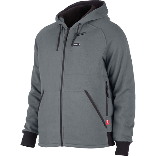 Chandail &agrave; capuchon chauffant M12 complet, Hommes, 2T-Grand, Gris, Polyester Mukwa Safety Services