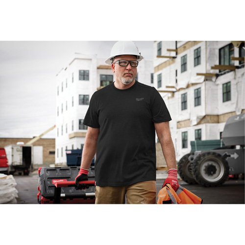 Hybrid Work Tee Shirt, Men's, Small, Black Mukwa Safety Services