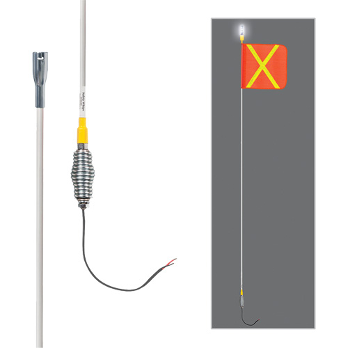 Safety Whip&reg; All-Weather Super-Duty Warning Whips with Constant LED Light, Spring Mount, 10' High, Orange with Reflective Mukwa Safety Services