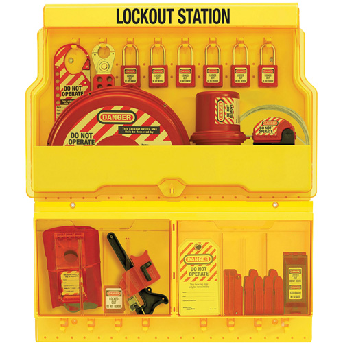 Standard Valve & Electrical Deluxe Lockout Station, Thermoplastic Padlocks, 32 Padlock Capacity, Padlocks Included Mukwa Safety Services