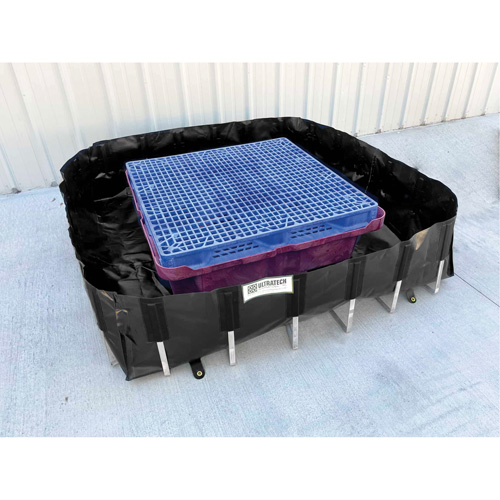 Ultra-IBC Berm&reg; Spill Berm, 400 US gal. Capacity, 6' W x 6' L x 18" H, L-Bracket Mukwa Safety Services
