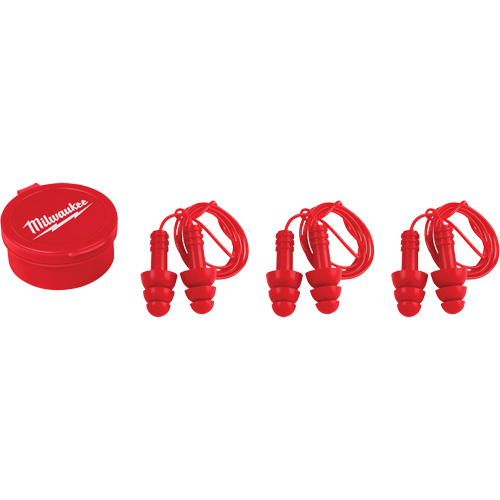Bouchons doreilles r&eacute;utilisables, Avec cordon, Paire - Boîtier en plastique, 26 dB NRR, Taille unique Mukwa Safety Services