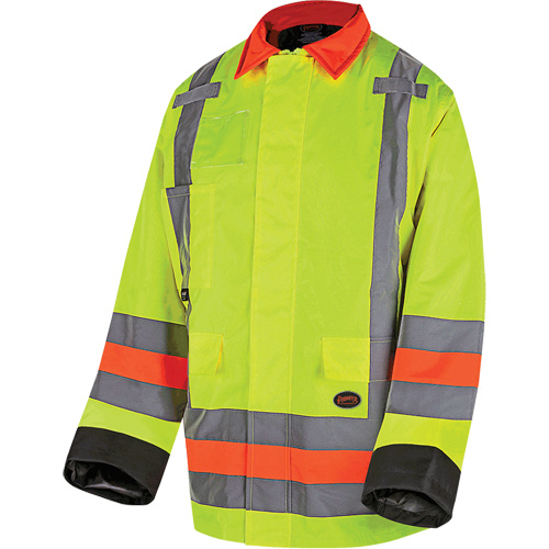 6040 Veste de contr&ocirc;le de la circulation pour l'hiver qu&eacute;b&eacute;cois, Polyester, Jaune lime haute visibilit&eacute;, T-petit Mukwa Safety Services