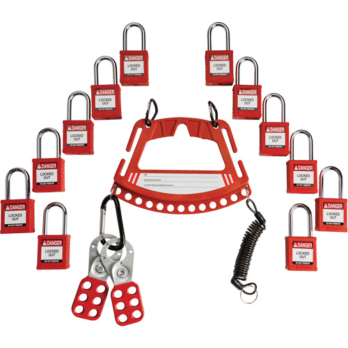 Lock & Tag Carrier with Keyed Alike Nylon Safety Lockout Padlocks Mukwa Safety Services