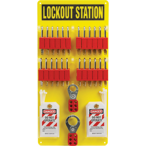Lockout Board with Keyed Alike Nylon Safety Lockout Padlocks, Plastic Padlocks, 24 Padlock Capacity, Padlocks Included Mukwa Safety Services