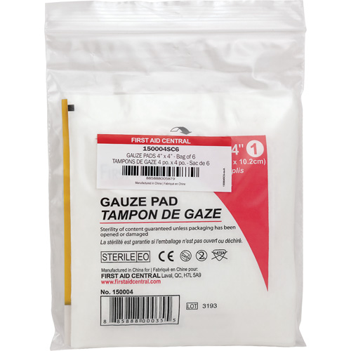 Recharge de gaze SmartCompliance, Tampon, 4" lo x 4" la, St&eacute;rile, Dispositif m&eacute;dical Classe 1 Mukwa Safety Services