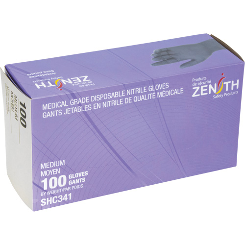 Medical Grade Disposable Gloves, Medium, Nitrile, 6-mil, Powder-Free, Black, Class 2 Mukwa Safety Services
