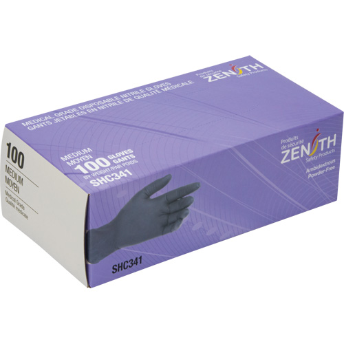 Medical Grade Disposable Gloves, Medium, Nitrile, 6-mil, Powder-Free, Black, Class 2 Mukwa Safety Services