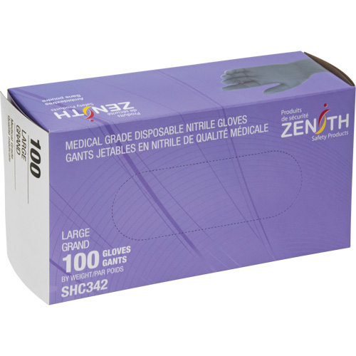 Medical Grade Disposable Gloves, Large, Nitrile, 6-mil, Powder-Free, Black, Class 2 Mukwa Safety Services