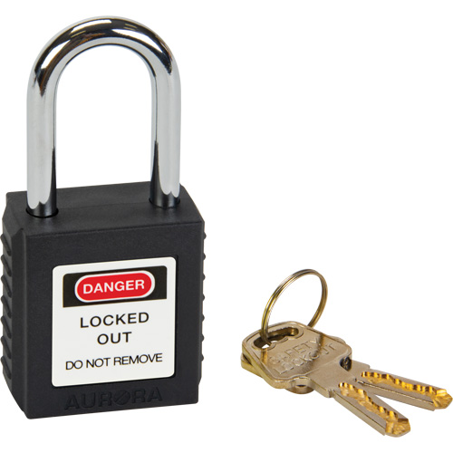 Verrouillage pour les consignations, Cadenas de s&eacute;curit&eacute;, Cl&eacute;s diff&eacute;rentes, Thermoplastique, Largeur de 1-1/2" Mukwa Safety Services