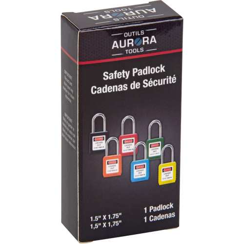 Verrouillage pour les consignations, Cadenas de s&eacute;curit&eacute;, Cl&eacute;s diff&eacute;rentes, Thermoplastique, Largeur de 1-1/2" Mukwa Safety Services
