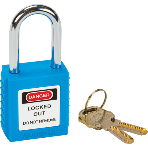 Verrouillage pour les consignations, Cadenas de s&eacute;curit&eacute;, Cl&eacute;s diff&eacute;rentes, Thermoplastique, Largeur de 1-1/2" Mukwa Safety Services