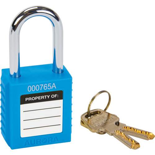 Verrouillage pour les consignations, Cadenas de s&eacute;curit&eacute;, Cl&eacute;s diff&eacute;rentes, Thermoplastique, Largeur de 1-1/2" Mukwa Safety Services