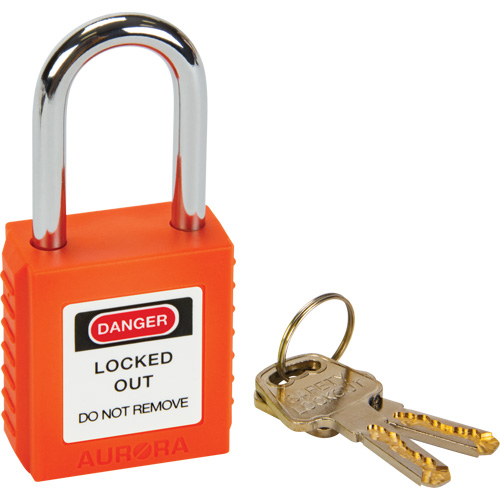 Verrouillage pour les consignations, Cadenas de s&eacute;curit&eacute;, Cl&eacute;s diff&eacute;rentes, Thermoplastique, Largeur de 1-1/2" Mukwa Safety Services