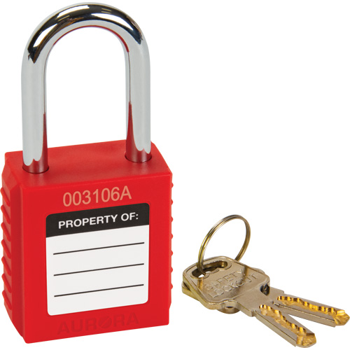 Verrouillage pour les consignations, Cadenas de s&eacute;curit&eacute;, Cl&eacute;s diff&eacute;rentes, Thermoplastique, Largeur de 1-1/2" Mukwa Safety Services