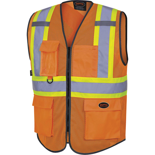 6960 Front Mesh Safety Vest, High Visibility Orange, Medium, Polyester Mukwa Safety Services