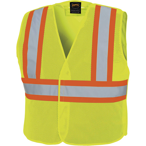598P Tear-Away Mesh Safety Vest, High Visibility Lime-Yellow, Medium/Small, Polyester Mukwa Safety Services
