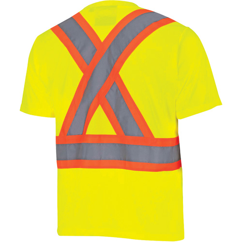 6991 Bird's-Eye Safety Shirt, Polyester, 3X-Large, High Visibility Lime-Yellow Mukwa Safety Services