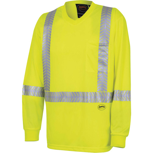 6905A Ultra-Cool Ultra-Breathable Long-Sleeved Safety Shirt, X-Small, High Visibility Lime-Yellow Mukwa Safety Services