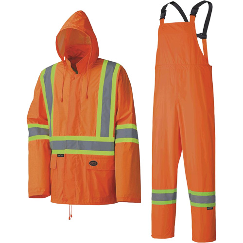 5598 Lightweight Waterproof Rain Suit, Polyester/PVC, Small, High Visibility Orange Mukwa Safety Services