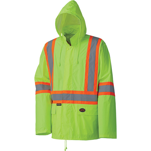 5599 Lightweight Waterproof Rain Suit, Polyester/PVC, X-Small, High Visibility Lime-Yellow Mukwa Safety Services