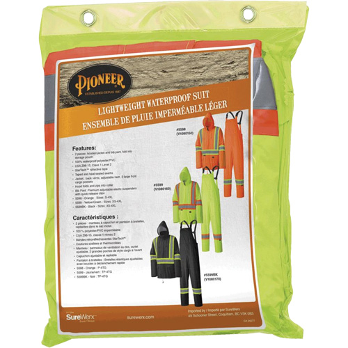 5599 Lightweight Waterproof Rain Suit, Polyester/PVC, X-Small, High Visibility Lime-Yellow Mukwa Safety Services