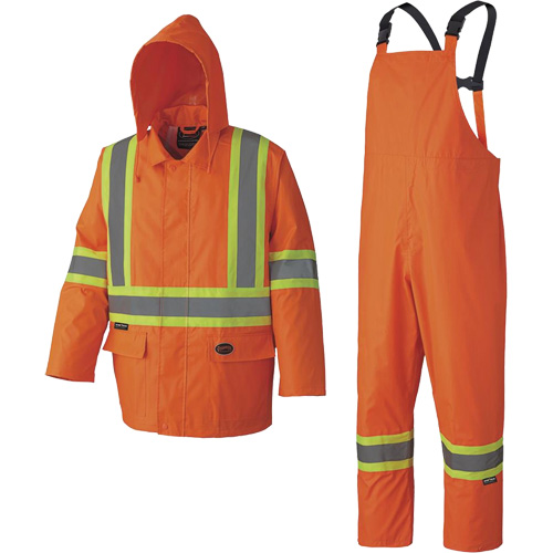 5608 210D Waterproof Rain Suit, Polyester/PVC, Small, High Visibility Orange Mukwa Safety Services