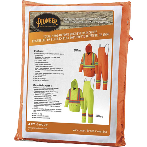 5608 210D Waterproof Rain Suit, Polyester/PVC, Small, High Visibility Orange Mukwa Safety Services