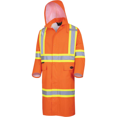 5630 The Rock 300D Waterproof Long Coat, Polyester, Small, High Visibility Orange Mukwa Safety Services