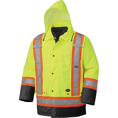 5021BB Waterproof 7-in-1 Parka, High Visibility Lime-Yellow, X-Small Mukwa Safety Services